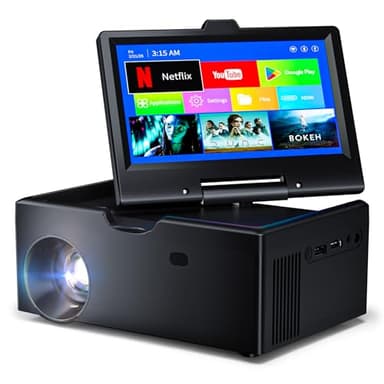 Small Smart TV，Mini TV with 7-inch Touchscreen,Built in Apps,Support SD,WiFi,Bluetooth,USB,HDMI Input，Kitchen TV Also As a Projector,Suitable for Home RVs and Outdoor Use