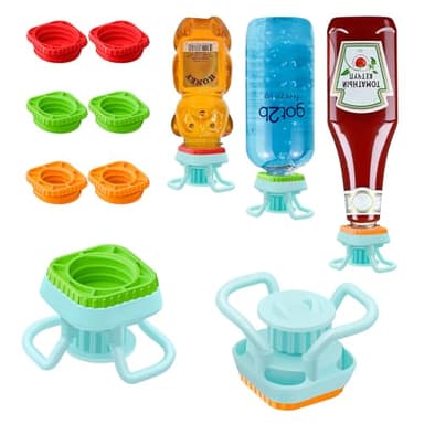 WhiteRhino Bottle Emptying Cap with 3 Size,Flip Bottle Emptying Kit|Upside Down Bottle Dispenser Cap|Squeeze Fit Most -for Pump Bottle,Lotion,Shampoo,Body Wash,Get Last Drop（2cs）