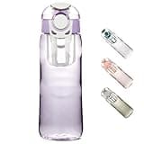 Kerilyn 28oz Clear Water Bottle with Fruit Infuser, Chug Lid Sports Water Bottle, Leak Proof Water Bottle with Lock, BPA Free Plastic Water Bottle for School, Office, Outdoors, Purple