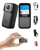 SJCAM C200 Mini 4K Action Camera - Pocket & Wearable with Stabilization, Waterproof, Vlogging & Helmet Camera, 32GB Card, Mount Anywhere