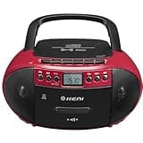 G Keni Portable CD and Cassette Player Boombox Combo, Casette Tape Recorder with Remote, AM FM Radio, USB Playback with Earphone Jack, 5.1V Bluetooth Speaker, Battery Operated/AC Powered for Home(Red)