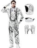 Lydoesy Adult Astronaut Costume Silver Space Suit for Men Women Halloween Pretend Role Play