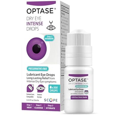 OPTASE Dry Eye Intense Drops - Preservative Free Eye Drops - Multidose Bottle - Step 3 Hydrate - .33 fl oz, 300 Doses