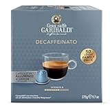 Gran Caffè Garibaldi Decaffeinated Espresso Pods, Italian Roast Coffee, Decaf Capsules Compatible with Nespresso Original Line Machines, Nitrogen Flushed, Intense & Rich Aroma - Decaffeinato (Aluminum) 50 Cups