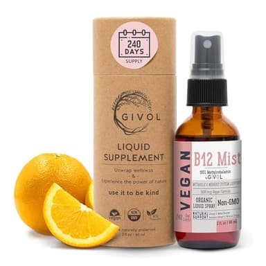 GIVOL B12 Liquid Spray Mist – Hydrating Fine Mist Spray for Everyday Use – Easy Absorption & Convenient Application for Kids & Adults - 2 Fl Oz / 60 ml Travel-Friendly Bottle – 240 Spray Supply