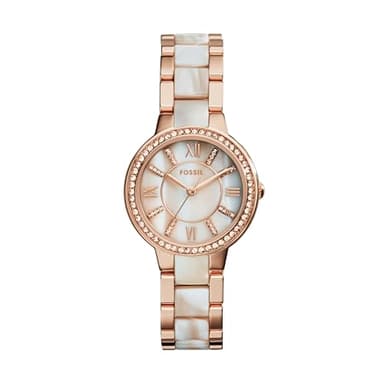 Fossil Women's Virginia Quartz 30MM Rose Gold/Horn Acetate Watch - Elegant Watches for Women