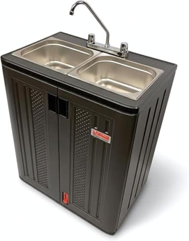 Portable Sink Hand Wash Station - Dual Basin Hand Washing Station with Hot & Cold Water - Portable Sink for Washing Hands - Concession Sink For Food Trucks, Concession stands or Commercial Use