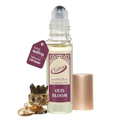 Zoha Oud Bloom - Oud Perfume for Women and Men, Skin-Friendly, Alcohol-Free Perfume Oil, Travel Size Clean Parfum, 6ml Roller