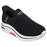 Skechers Women's Go Walk Arch Fit 2.0 Val Hands Free Slip-Ins Sneaker, Black/Hot Pink, 12