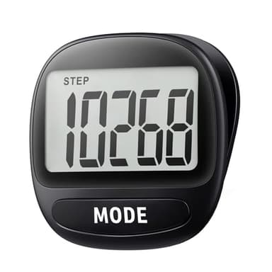 3D Pedometer for Walking Running Sports - Step Counter with Clip & Lanyard, Large LCD Display Accurate Fitness Tracker for Men Women Seniors Easy to Use-Black