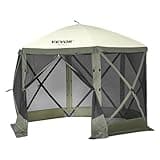 VEVOR Pop Up Gazebo Tent, Pop-Up Screen Tent 6 Sided Canopy Sun Shelter with 6 Removable Privacy Wind Cloths & Mesh Windows, 10x10FT Quick Set Screen Tent with Mosquito Netting, Army Green