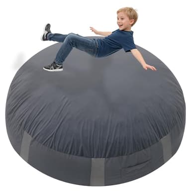 FINCOME Round Crash Mat 4FT/5FT Kid Sensory Pads with Epe Foam Gray Circle Crash Mat with Soft/Washable Cover Sensory Tool for Climbing Wall Playroom School Sensory Therapy