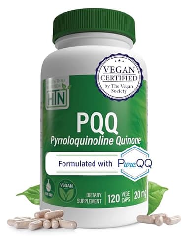 Health Thru Nutrition PQQ 20mg 120 Servings Pyrroloquinoline Quinone as PureQQ | Promotes Mitochondrial Biogenesis | Certified Vegan | Non-GMO Gluten Soy Free Capsules| Clean Label PQQ Supplement