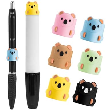 Gscocl 6PCS Silicone Strong Magnetic Pen Pencil Holder,Cute Bear Design, Holds 0.2"-0.67" (5mm-17mm) Diameter Pens for Refrigerator, Whiteboard, Metal Shelf, Garage, Music Stand, Storage Cabinet