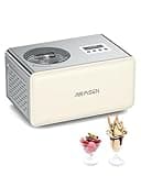 AIRMSEN 2.1-Quart Ice Cream Maker Machine with Built-in Compressor, No Pre-Freezing Required, Fully Automatic Frozen Treats Maker with LED Display & Timer, 72-Minute Cooling Function, Stainless Steel