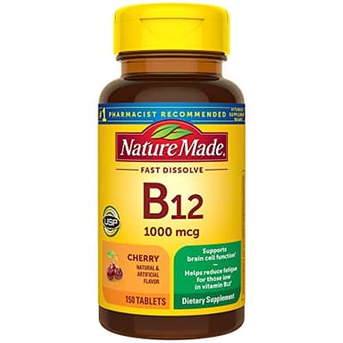 Nature Made Vitamin B12 1000 mcg, Easy to Take Vitamin B12 Sublingual Tablets for Energy Metabolism Support, 150 Sugar Free Fast Dissolve Tablets, 150 Day Supply