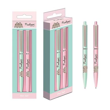 Pusheen Set of 2 Ballpoint Pens (Botanical Design) Pusheen Pen Set- Official Merchandise