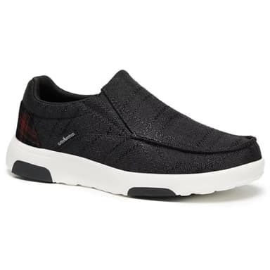 Women's Orthopedic Slip-On Loafers Walking Shoes for Plantar Fasciitis: Casual Classic Diabetic Supportive Shoes for Flat Feet/High Arch, Comfortable Athletic Shoes Outdoor Black Size 9