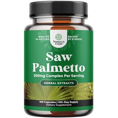 Extra Strength Saw Palmetto Extract - Advanced Herbal Complex for Hair Health and Urinary Support with Plant Sterols & Flavonoids - Potent Herbal Supplement with 500mg per Serving - 100 Count