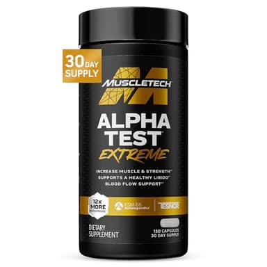 MuscleTech Testosterone Booster for Men, AlphaTest (150 Capsules) - Workout Testosterone Supplement for Men - Sports Nutrition Testosterone Booster for Endurance, Strength & Muscle Builder