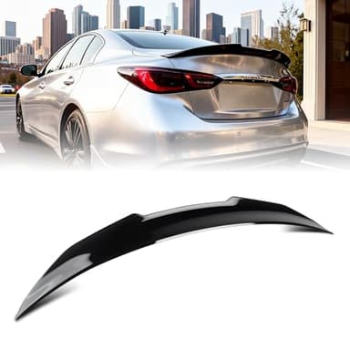 Femibon Rear Trunk Spoiler Compatible with 2014-2024 Infiniti Q50, ABS PSM Style Duckbill Spoiler Fits for 2014-2024 4 Door Sedan(Glossy Black)