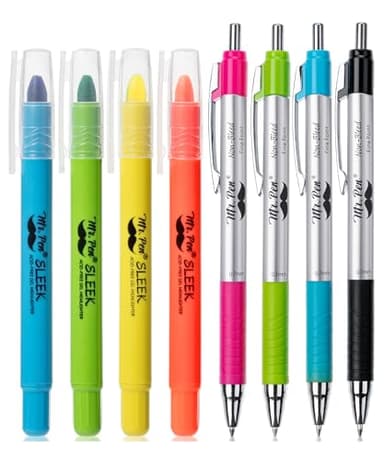Mr. Pen- Bible Highlighters and Pens No Bleed, 8 Pack, Colorful Ink Pens 0.7mm for Highlighting, Bullet Journaling, Note-Taking, Summarizing, Bible Study, Planning, School and Office Use
