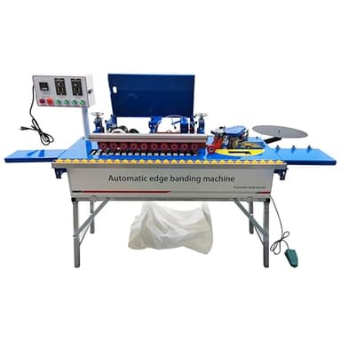 TECHTONGDA Woodworking Edge Bander Automatic Curve Straight Edge Banding Machine Flush End Matching, Double-Sided Gluing, Automatic Trimming with Control Panel Adjustable Speed 0-6m/min