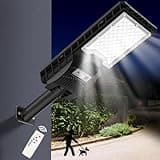 Vipzon Solar Street Lights Outdoor, Solar Lights Outdoor with Motion Sensor and Remote Control Waterproof Security Lights LED Flood Light for Outside, Yard, Garage, Security