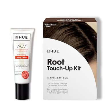 dpHUE ACV Exfoliating Scalp Detox (4 oz) + Root Touch-Up Kit, Medium Brown - Color Safe