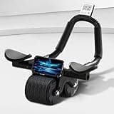 2024 New Ab Roller Wheel with Timer & Knee Mat,Automatic Rebound Abdominal Wheel with Elbow Support Ab Workout Equipment for Strengthening Core Muscles Abs Exercise Roller for Women Men (Black)