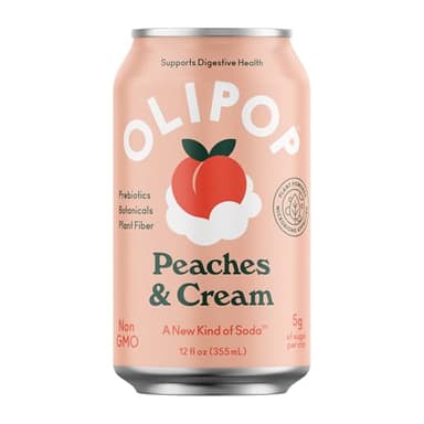 OLIPOP Prebiotic Soda, Peaches and Cream - 12 fl oz