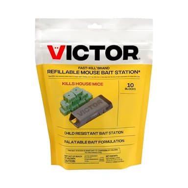 Victor Fast-Kill Brand Refillable Mouse Poison Bait Station - 10 Baits - M922 - 10 Mouse Baits with 1 Refillable Station - Attract and Kill Mice