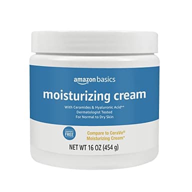 Amazon Basics Moisturizing Cream for Face and Body, Fragrance-Free, with Ceramides, Hydrating for Dry Skin, 16 Ounces, 1-Pack