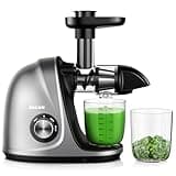 Jocuu Slow Masticating Juicer Machines with Soft Hard Modes Easy to Clean Quiet Motor & Reverse Function, Cold Press Juicer for Fruit & Vegetable, 90% Juice Yield, with Brush & Recipes (Grey)