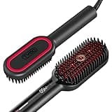 TYMO Hair Straightener Brush - Upgraded Ionic Plus Straightening Brush with Dense Bristles, 16 Temps, Dual Voltage | Ceramic Hot Comb for Women | Flat Iron for Thick Curly Hair