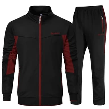 YSENTO Men's Tracksuits Outfits Set 2 Piece Jogging Suits Warm Up Sweatsuits Sweat Track Suits Sets Black 4XL