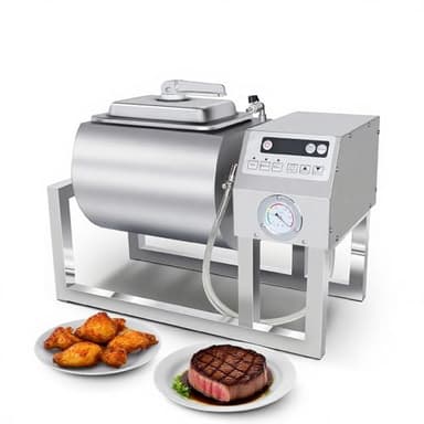 CLIVIA Vacuum Tumbler Marinator, 18L Meat Tumbler Marinator Machine, Three-Speed Automatic Bidirectional Rotation, Stainless Steel Marinating Curing Meat Tenderizer for Chicken Steak Burger Shop