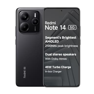XIAOMI Redmi Note 14 5G + LTE (for Tmobile Mint Tello Global) (256GB + 8GB) 6.67" NFC 120Hz 108MP AI Triple Cam Unlocked Model 24094RAD4G Dual Sim (Midnight Black)