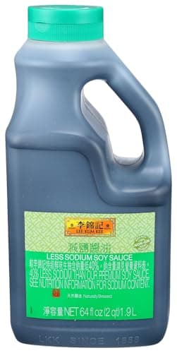 Lee Kum Kee Less Sodium Soy Sauce (64 oz - 1 Pack) Vegan, Non-GM Soybeans | Umami Flavor | Perfect for Marinades, Stews, Sauce Mixes, Stir-Frying, Drizzling, Dipping, Seasoning & Braising