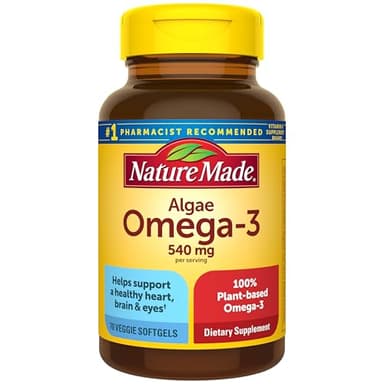 Nature Made Algae Oil Omega 3 Supplement 540mg, Omega 3 Fish Oil Alternative, 70 Veggie Softgels, Sustainable, Plant-Based, for Healthy Heart, Brain, and Eye Support, 70 Softgels
