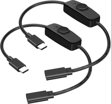 SAISN USB Type C Switch Extension Cable 2 Pack USB C Female to Male Power Cable with On Off Switch USB-C Extender Cord for LED Desk Lamp, USB Fan, LED Strips (Type-C Male Must be Plug into a USB Fan)