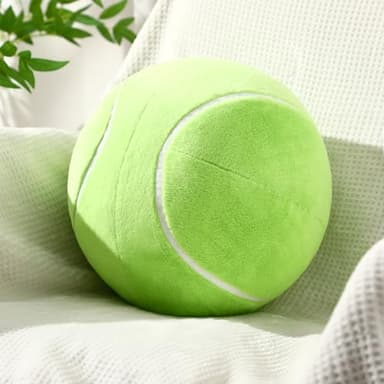 Yousoontic Tennis Ball Plush 10.8 Inch Nordic Round Tennis Sports Pillow Fluffy Tennisball Throw Pillow Stuffed Plushies Sport Theme Gifts for Couch Sofa Bedroom Bed Decorations