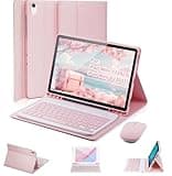 TUNKARMOR Keyboard Case for iPad Mini 7 (A17 Pro 2024) & Mini 6 (2021) 8.3inch - with Mouse and Magnetically Keyboard, Case with Pencil Holder for iPad Mini 7th/6th Generation, Auto Sleep/Wake, Pink