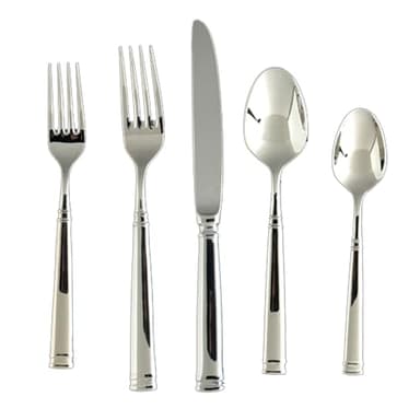 FORTESSA Bistro 18/10 Stainless Steel Flatware, 20 Piece Place Setting With Table Knives, Forks and Spoons (Service For 4), Dishwasher-Safe, Mirrored