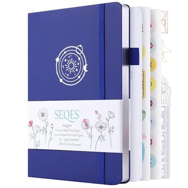 SeQeS A5 Bullet Dotted Journal Notebook | 160gsm Thick Bleedproof Paper, Lay Flat Binding, 160 Numbered Pages | Hard Cover Dot Grid Notebook/Bullet Journals for Creatives & Professionals-Solar system