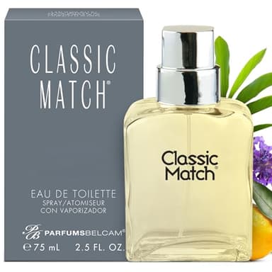 PB ParfumsBelcam Classic Match CM Eau De Toilette Spray, Fresh and Elegant Fragrance for Men, Woody and Floral Notes, Long-Lasting Scent, Men’s Cologne for Everyday Wear, 2.5 Fl Oz
