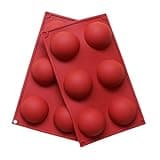 BAKER DEPOT 6 Holes Hot Chocolate Bomb Mold Dome Silicone Mould For Chocolate Cake Jelly Pudding Handmade Soap Round Shape Circle Cake Moulds Dia: 2 1/2 inches, Set of 2