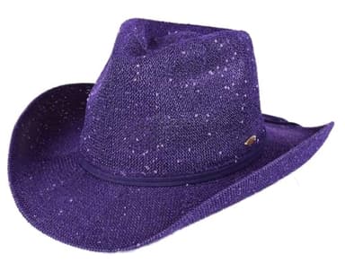C.C Sparkly Sequin Cowboy Hat with Suede String Trim, Purple