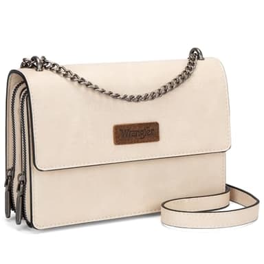 Wrangler CrossBody Purse for Women Western Small White Clutch Wallet Trendy Shoulder Bag with Chain Strap Gift WG149-236TN