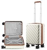 LUGGEX Luggage with Spinner Wheels, Polycarbonate Hard Shell Suitcase, Underseat 15 Inch, Beige